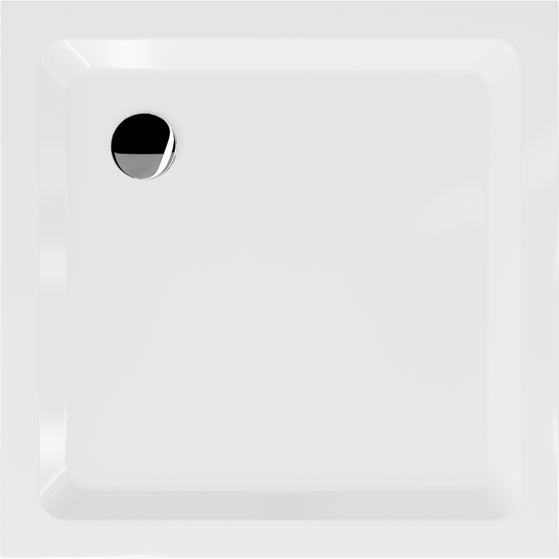 Mexen Flat kvadratinis dušo padėklas slim 100 x 100 cm, baltas, chrominis sifonas - 40101010