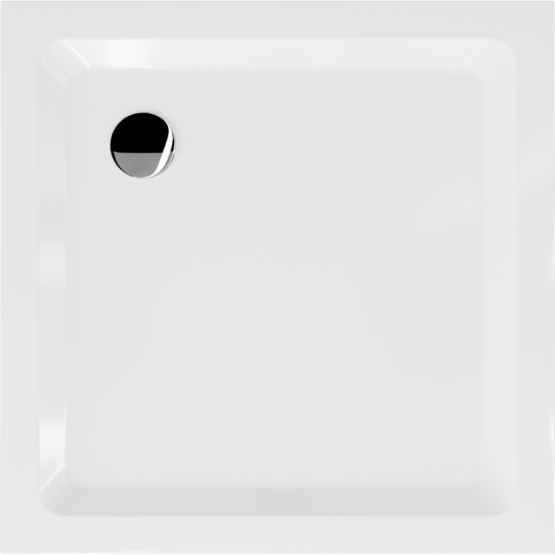 Mexen Flat kvadratinis dušo padėklas slim 90 x 90 cm, baltas, chrominis sifonas - 40109090