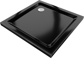 Mexen Flat kvadratinis dušo padėklas slim 90 x 90 cm, juodas, chromuotas sifonas - 40709090