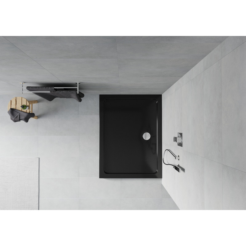Mexen Flat stačiakampis dušo padėklas slim 120 x 90 cm, juodas, chromuotas sifonas - 40709012