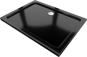 Mexen Flat stačiakampis dušo padėklas slim 120 x 80 cm, juodas, chromuotas sifonas - 40708012
