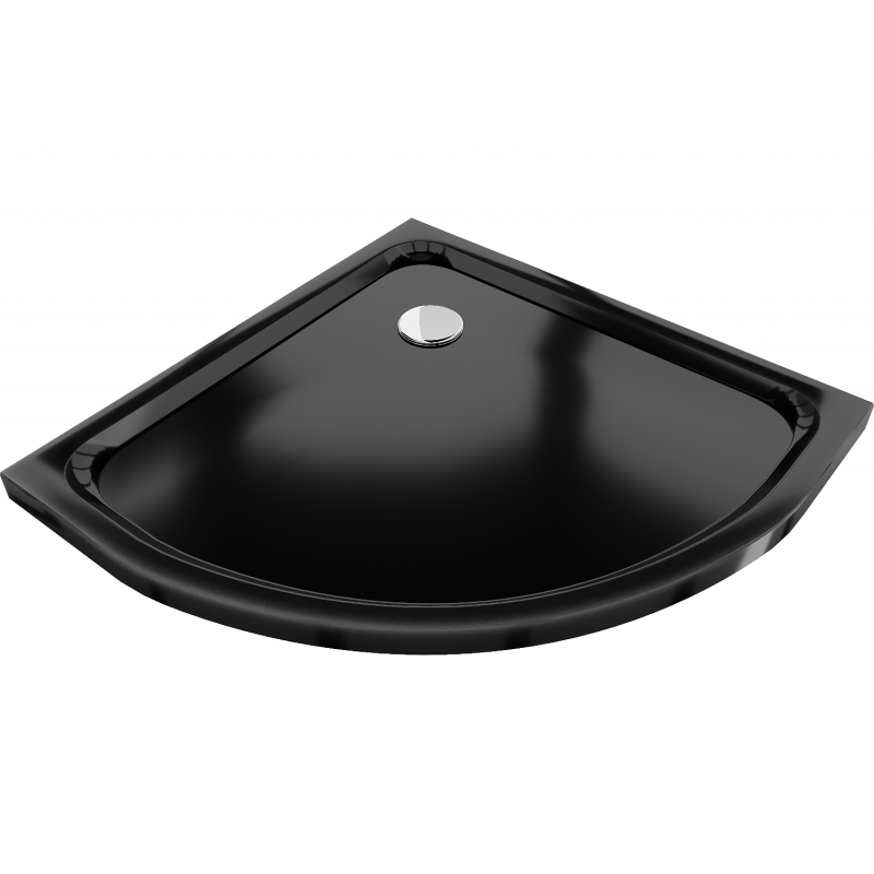 Mexen Flat pusapvalė dušo padėklas slim 80 x 80 cm, juodas, chromuotas sifonas - 41708080