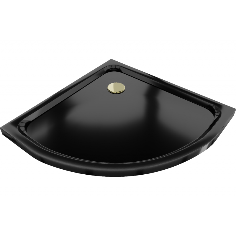 Mexen Flat pusapvalė slim dušo padėklas 70 x 70 cm, juodas, sifonas auksinis - 41707070G