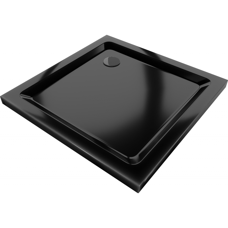 Mexen Flat kvadratinis dušo padėklas slim 90 x 90 cm, juodas, sifonas juodas - 40709090B