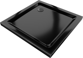 Mexen Flat kvadratinis dušo padėklas slim 90 x 90 cm, juodas, sifonas juodas - 40709090B