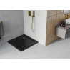 Mexen Flat kvadratinis dušo padėklas slim 80 x 80 cm, juodas, sifonas auksinis - 40708080G