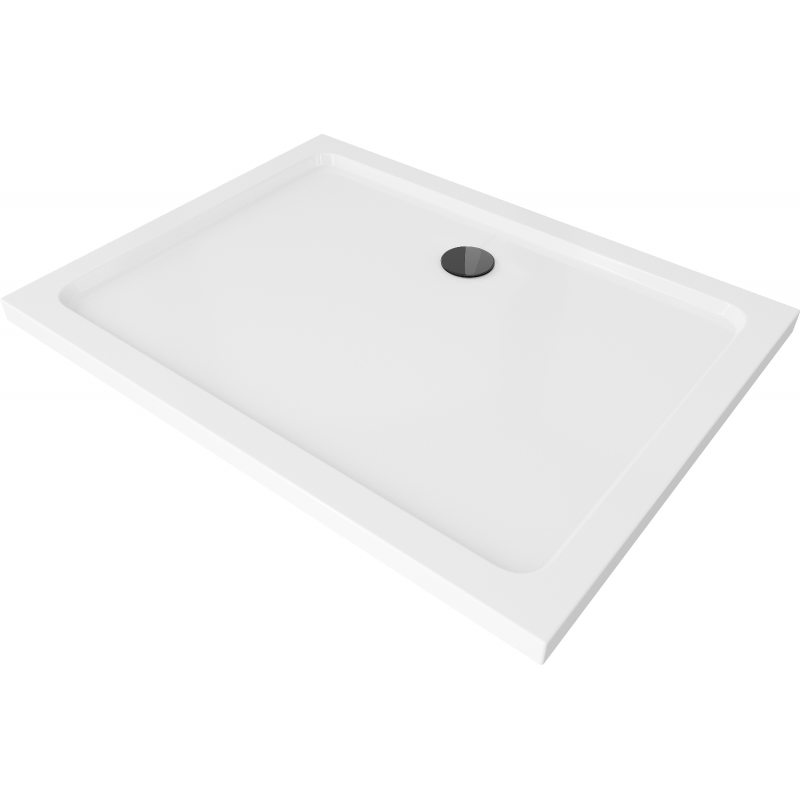 Mexen Flat stačiakampis plonas dušo padėklas 100 x 90 cm, baltas, juodas sifonas - 40109010B
