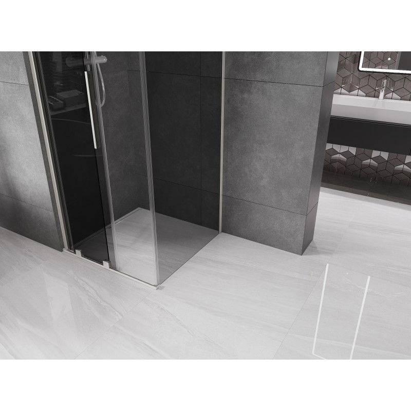 Mexen Velar stumdomas dušo kabina 100 x 100 cm, grafitas, šepečiu nikeliu - 871-100-100-41-97