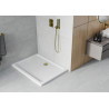 Mexen Flat stačiakampis dušo padėklas slim 90 x 70 cm, baltas, aukso sifonas - 40107090G