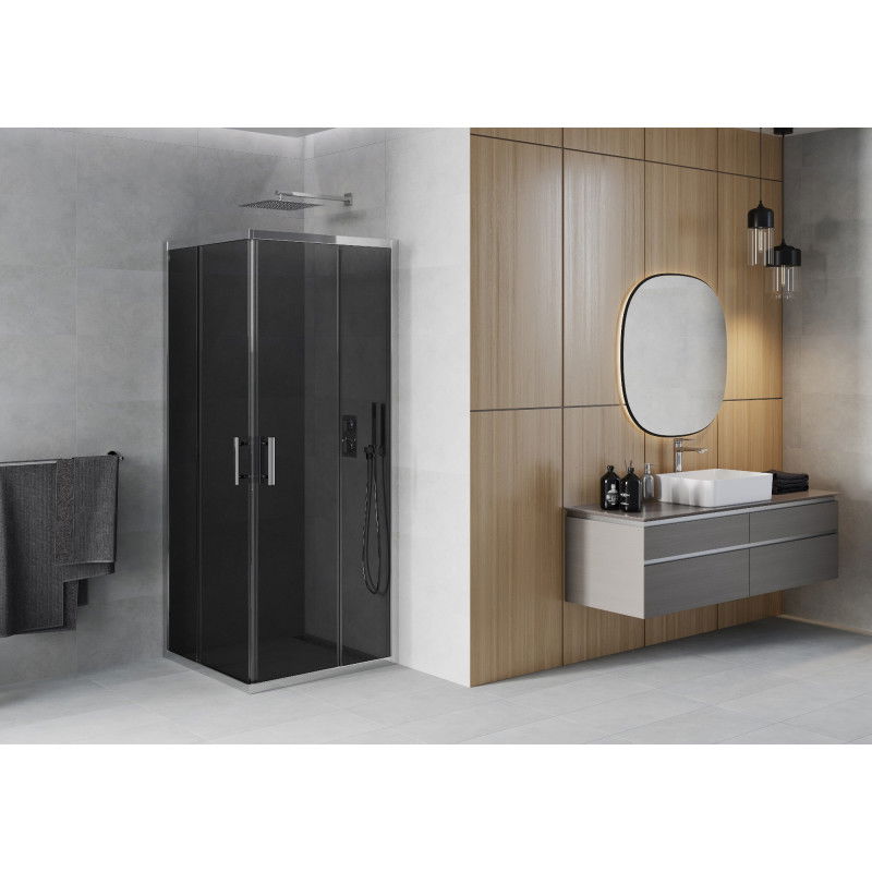 Mexen Rio kvadratinė dušo kabina 90 x 90 cm, grafitas, chromas - 860-090-090-01-40