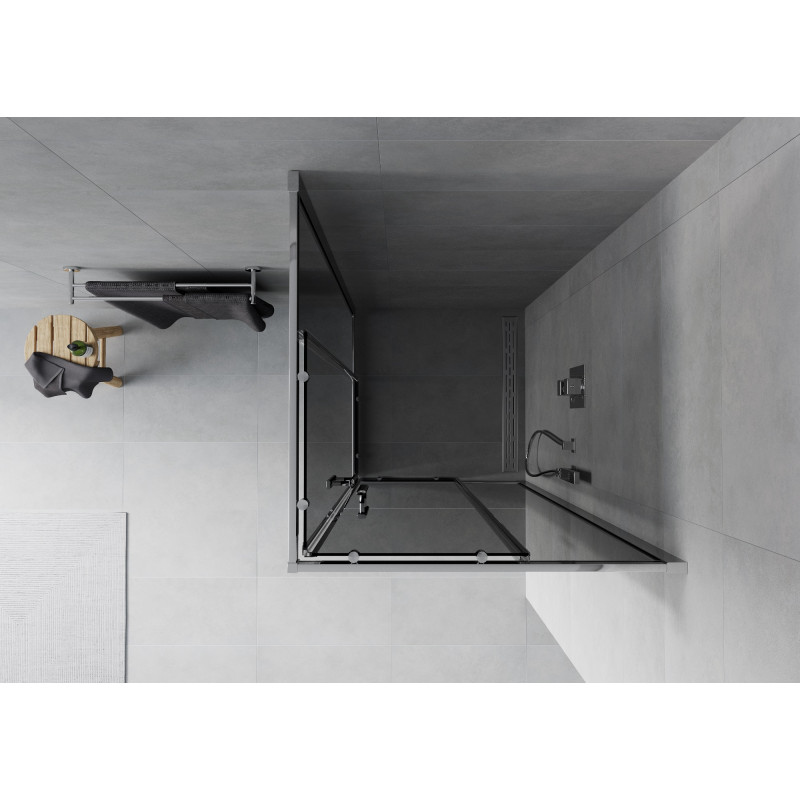 Mexen Rio kvadratinė dušo kabina 90 x 90 cm, grafito spalvos, chromuota - 860-090-090-01-40