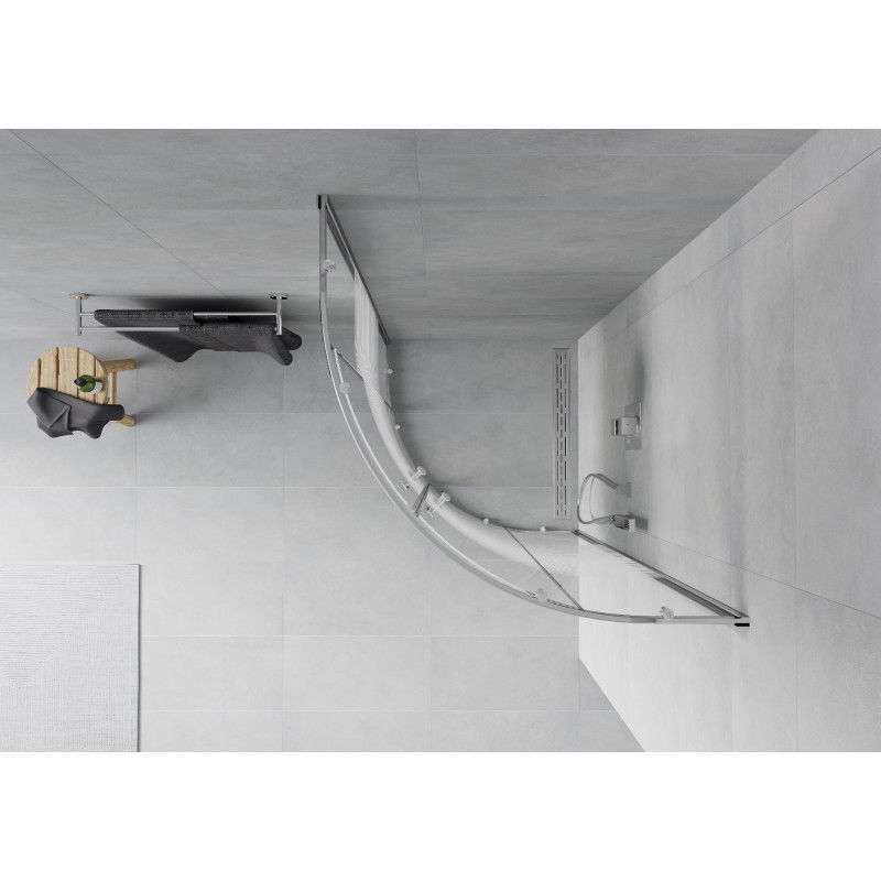 Mexen Rio pusapvalė dušo kabina 70 x 70 cm, baltos juostos, chromas - 863-070-070-01-20