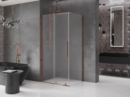 Mexen Velar stumdomas dušo kabinas 130 x 85 cm, matinė, rožinis auksas - 871-130-085-31-60