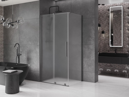 Mexen Velar stumdomas dušo kabina 90 x 100 cm, matinė, brushed gun gray - 871-090-100-31-66