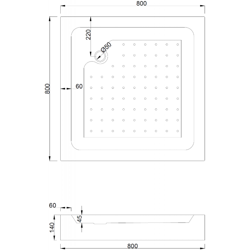 Mexen Rio kvadratinis dušo padėklas 80 x 80 cm, baltas - 45108080
