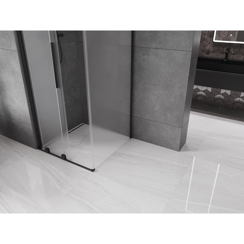 Mexen Velar įleidžiama dušo kabina 90 x 90 cm, matinė, juoda - 871-090-090-31-70