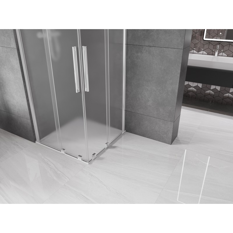 Mexen Velar Dviguba stumdomų durų dušo kabina 80 x 80 cm, matinė, chromas - 871-080-080-32-01