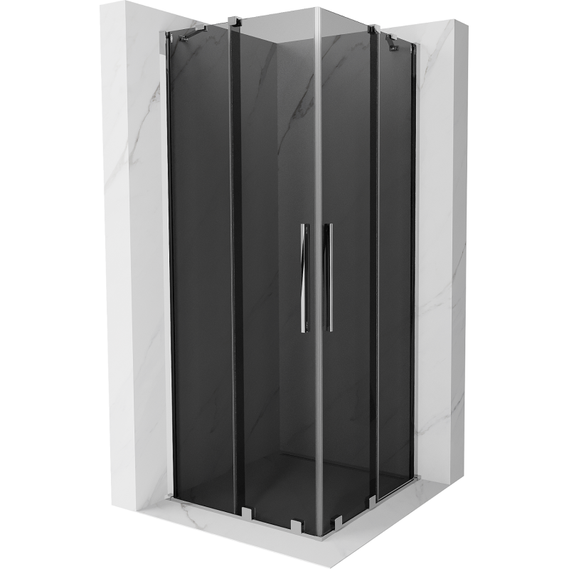 Mexen Velar Dviguba slankioji dušo kabina 80 x 80 cm, grafitas, chromas - 871-080-080-42-01