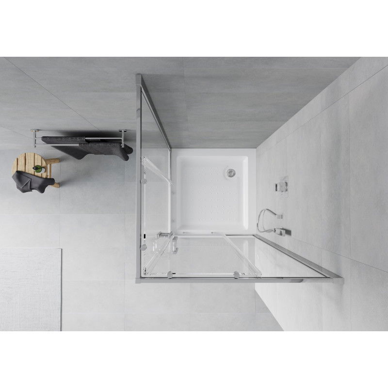 Mexen Rio kvadratinė dušo kabina 80 x 80 cm, skaidri, chromas + Rio padėklas, baltas - 860-080-080-01-00-4510