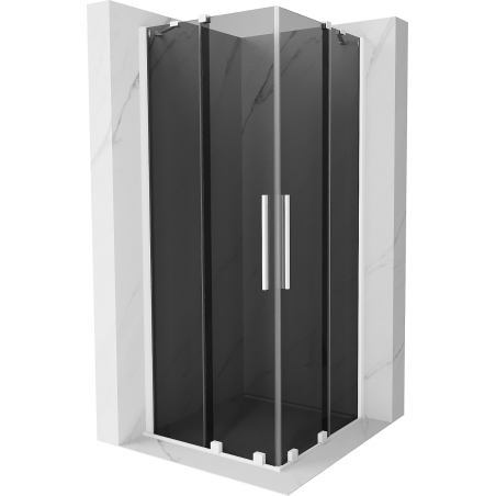 Mexen Velar Dviguba stumdomų durų dušo kabina 90 x 90 cm, grafitas, balta - 871-090-090-42-20