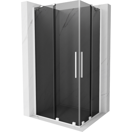 Mexen Velar Dviguba stumdomos dušo kabina 90 x 80 cm, grafitas, balta - 871-090-080-42-20