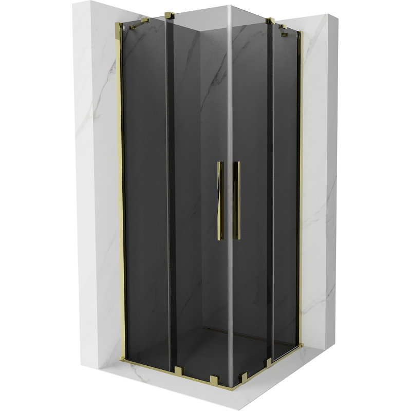 Mexen Velar Duo stumdomas dušo kabina 100 x 100 cm, grafitas, auksas - 871-100-100-42-50