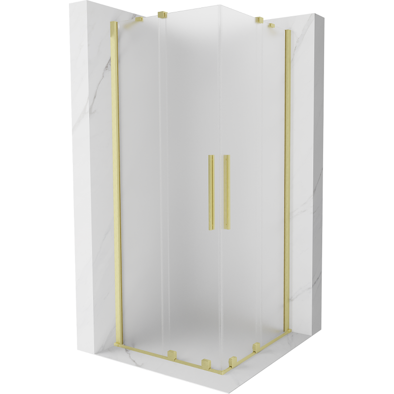 Mexen Velar Duo stumdomoji dušo kabina 100 x 100 cm, matinė, šlifuotas auksas - 871-100-100-32-55