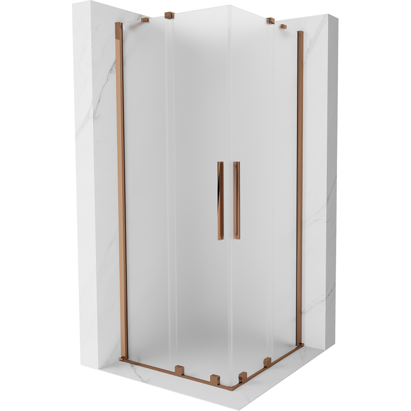 Mexen Velar Duo stumdomoji dušo kabina 90 x 90 cm, matinė, rožinis auksas - 871-090-090-32-60