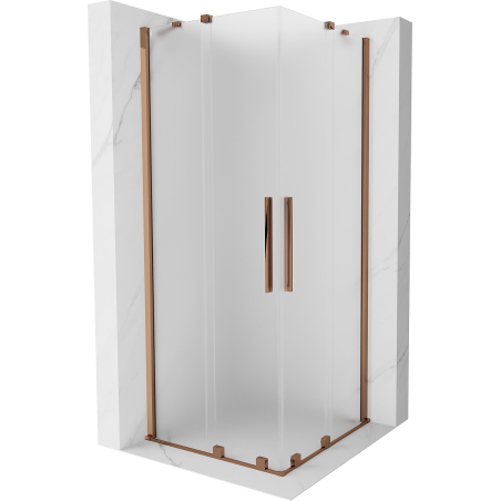 Mexen Velar Duo stumdomoji dušo kabina 90 x 90 cm, matinė, rožinis auksas - 871-090-090-32-60