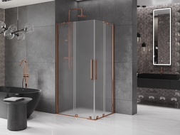 Mexen Velar Duo stumdomas dušo stovas 90 x 80 cm, šerkšnas, rausvas auksas - 871-090-080-32-60