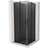 Mexen Velar Duo stumdomasis dušo kabina 80 x 80 cm, grafitas, rožinis auksas - 871-080-080-42-60