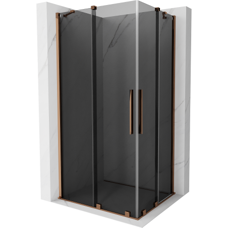 Mexen Velar Duo stumdomoji dušo kabina 100 x 90 cm, grafitas, rožinis auksas - 871-100-090-42-60