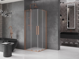 Mexen Velar Duo stumdomos dušo durys 80 x 80 cm, matinis stiklas, šepečiu valomas varis - 871-080-080-32-65