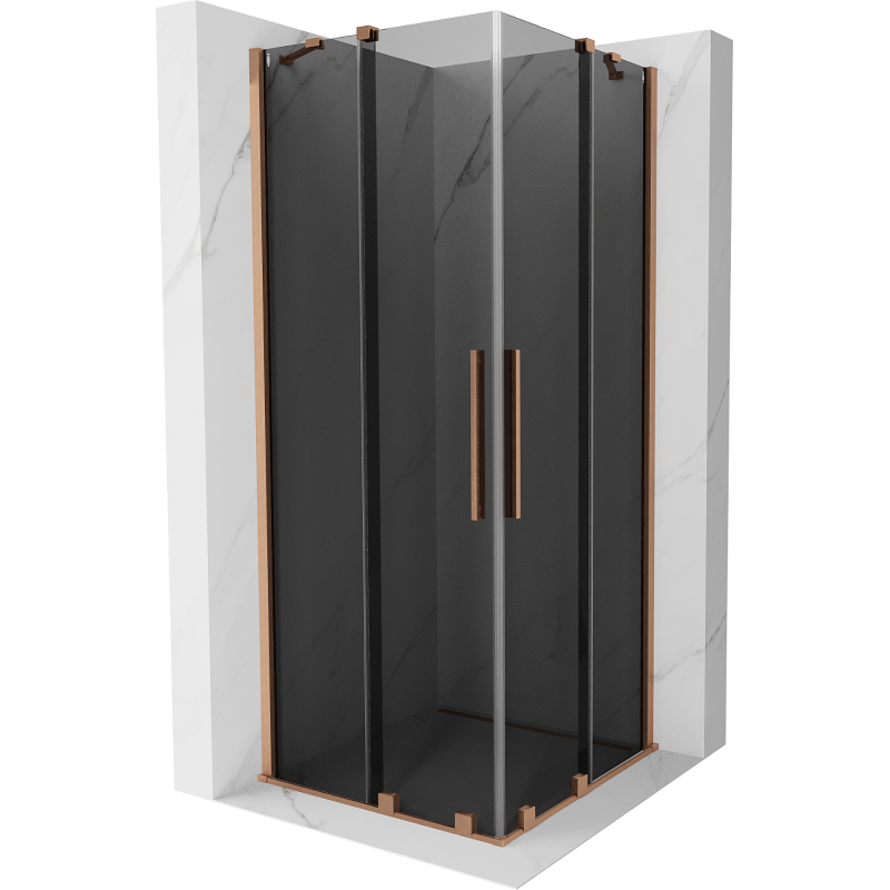 Mexen Velar Duo slankiojanti dušo kabina 80 x 80 cm, grafitas, šlifuotas varis - 871-080-080-42-65