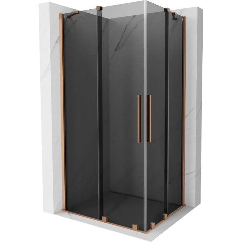 Mexen Velar Duo stumdomas dušo kabinos 90 x 80 cm, grafitas, šlifuota varis - 871-090-080-42-65