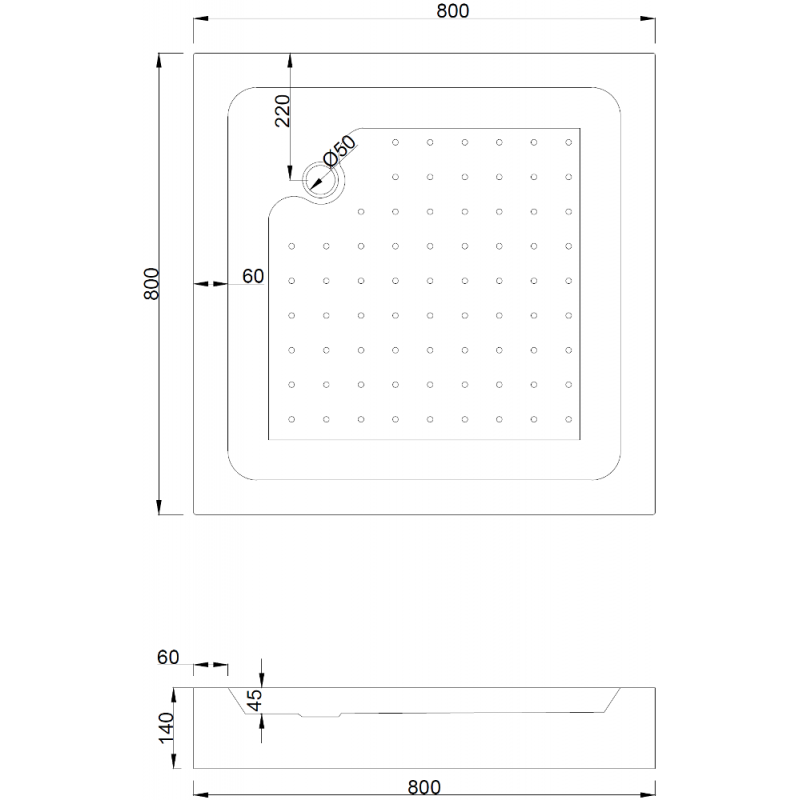 Mexen Rio kvadratinė dušo kabina 80 x 80 cm, permatoma, juoda + padėklas, baltas - 860-080-080-70-00-4510