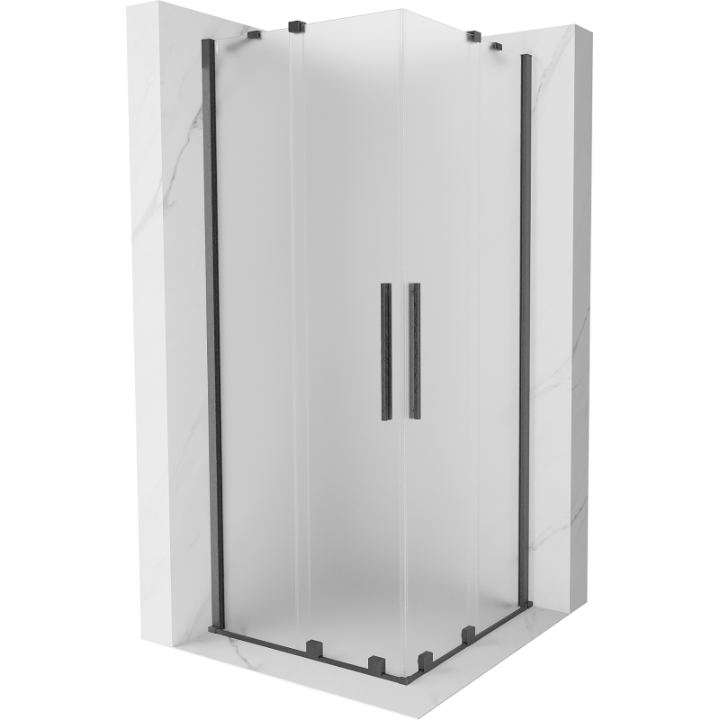 Mexen Velar Duo slenkamas dušo kabina 100 x 100 cm, matinė, šlifuota pilka - 871-100-100-32-66