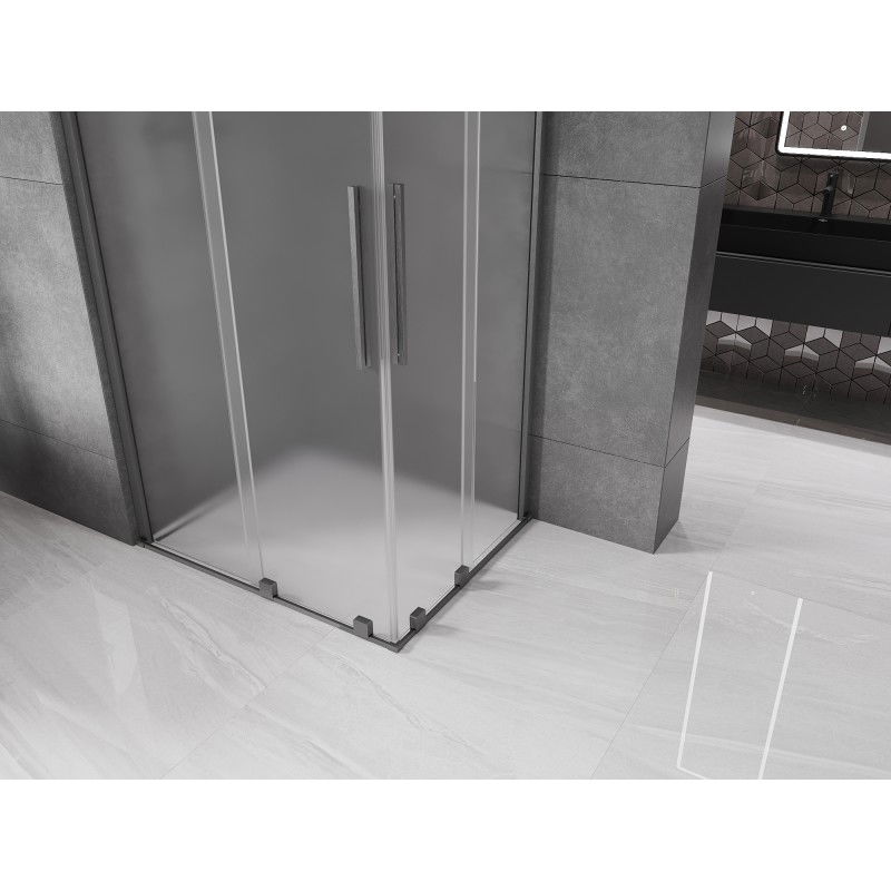 Mexen Velar Duo stumdomosios dušo kabina 90 x 80 cm, matinė, gun gray šlifuota - 871-090-080-32-66