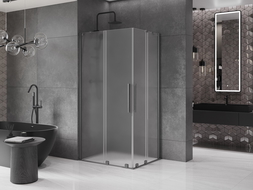 Mexen Velar Duo slankiojančioji dušo kabina 100 x 90 cm, matinis, šlifuotas ginklų pilkasis - 871-100-090-32-66