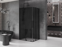 Mexen Velar Duo slankiojantis dušo kabina 100 x 90 cm, grafitas, juoda - 871-100-090-42-70