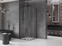 Mexen Velar Duo stumdomas dušo gardas 80 x 80 cm, skaidrus, ginklas metalo - 871-080-080-02-95