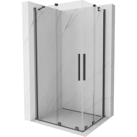 Mexen Velar Duo stumdomo dušo kabina 100 x 90 cm, skaidri, ginklo metalas - 871-100-090-02-95