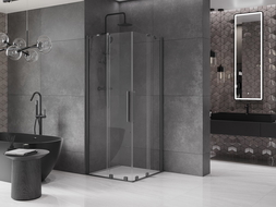 Mexen Velar Duo stumdomos dušo kabina 90 x 90 cm, skaidri, pistoletinis metalas - 871-090-090-02-95