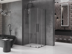 Mexen Velar Duo stumdomas dušo kabina 90 x 80 cm, skaidri, pistoletinė metalo spalva - 871-090-080-02-95