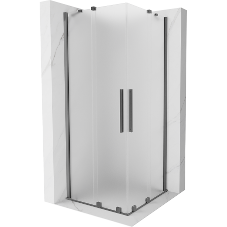 Mexen Velar Duo slankiojanti dušo kabina 80 x 80 cm, matinė, ginklo metalo spalva - 871-080-080-32-95