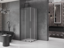 Mexen Velar Duo stumdomas dušo kabinas 80 x 80 cm, matinė, gun metal - 871-080-080-32-95
