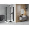 Mexen Rio kvadratinė dušo kabina 90 x 90 cm, permatoma, juoda + dušo padėklas, baltas - 860-090-090-70-00-4510