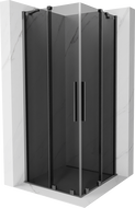 Mexen Velar Duo slankiojančių durų dušo kabina 90 x 90 cm, grafitas, gun metal - 871-090-090-42-95
