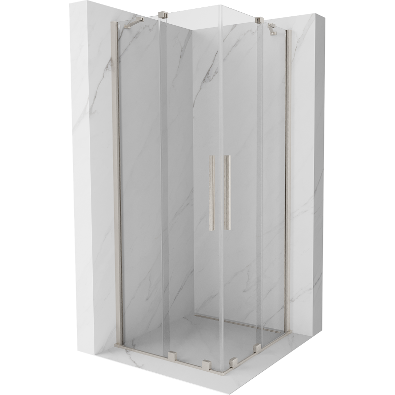 Mexen Velar Duo stumdomas dušo kabina 80 x 80 cm, skaidri, šepečiuotas nikelis - 871-080-080-02-97