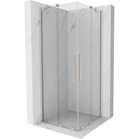 Mexen Velar Duo stumdomas dušo kabina 80 x 80 cm, skaidri, šepečiuotas nikelis - 871-080-080-02-97